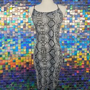 Snake Print Bodycon Mini Dress Spaghetti Straps Backless Cutout‎